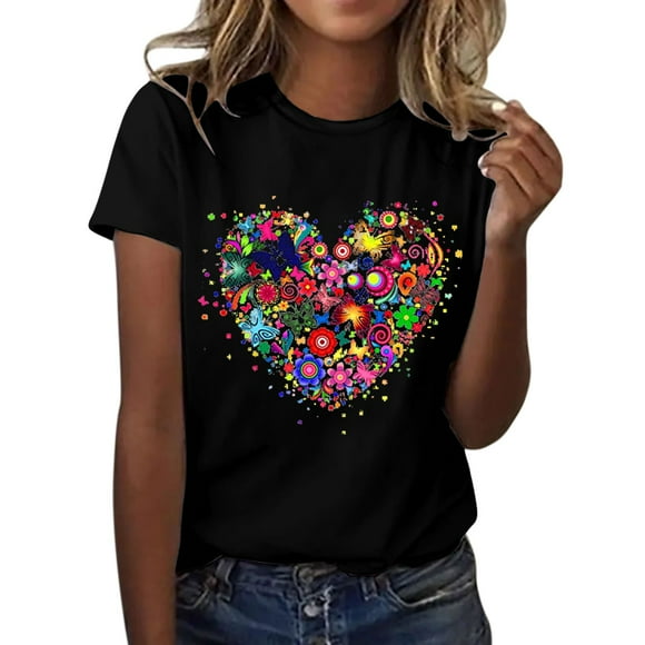 DondPO Women's T-Shirts De Women's Wine Glass Mexican Printed Shirt Short Sleeve Round Neck T Shirt Fashion top Casual Summer Clothing Clothes Shirts for Women Womens tops Black 2XL Clearance!