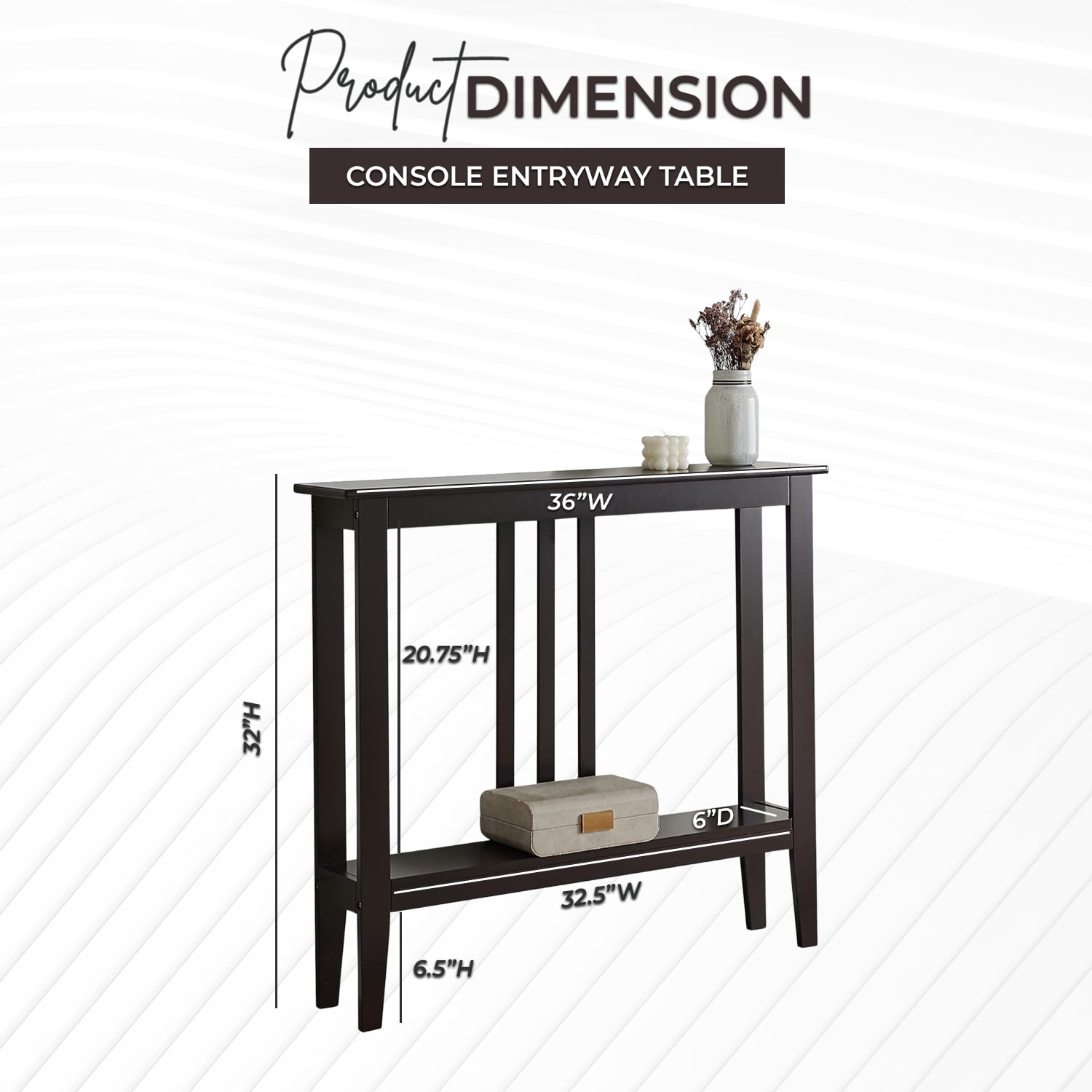 Kings Brand Furniture Console Table with Lower Shelf for Entryway, Hallway, Living Room (Espresso)