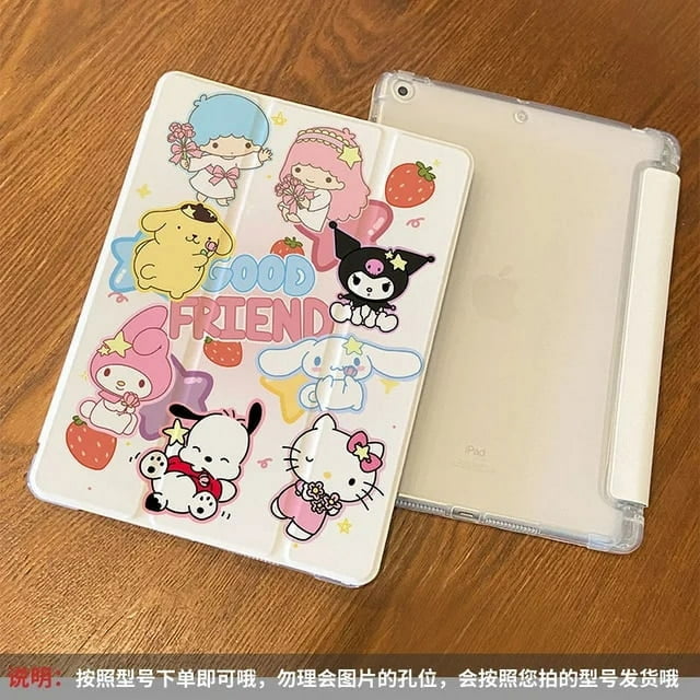 Sanrio Hello Kitty Étui de Protection pour IPad Cartoon IPad Pro 2022 2021 10.2 Air 2 3 Mini 4 5 6 Trois Étui Pliantes Transparentes