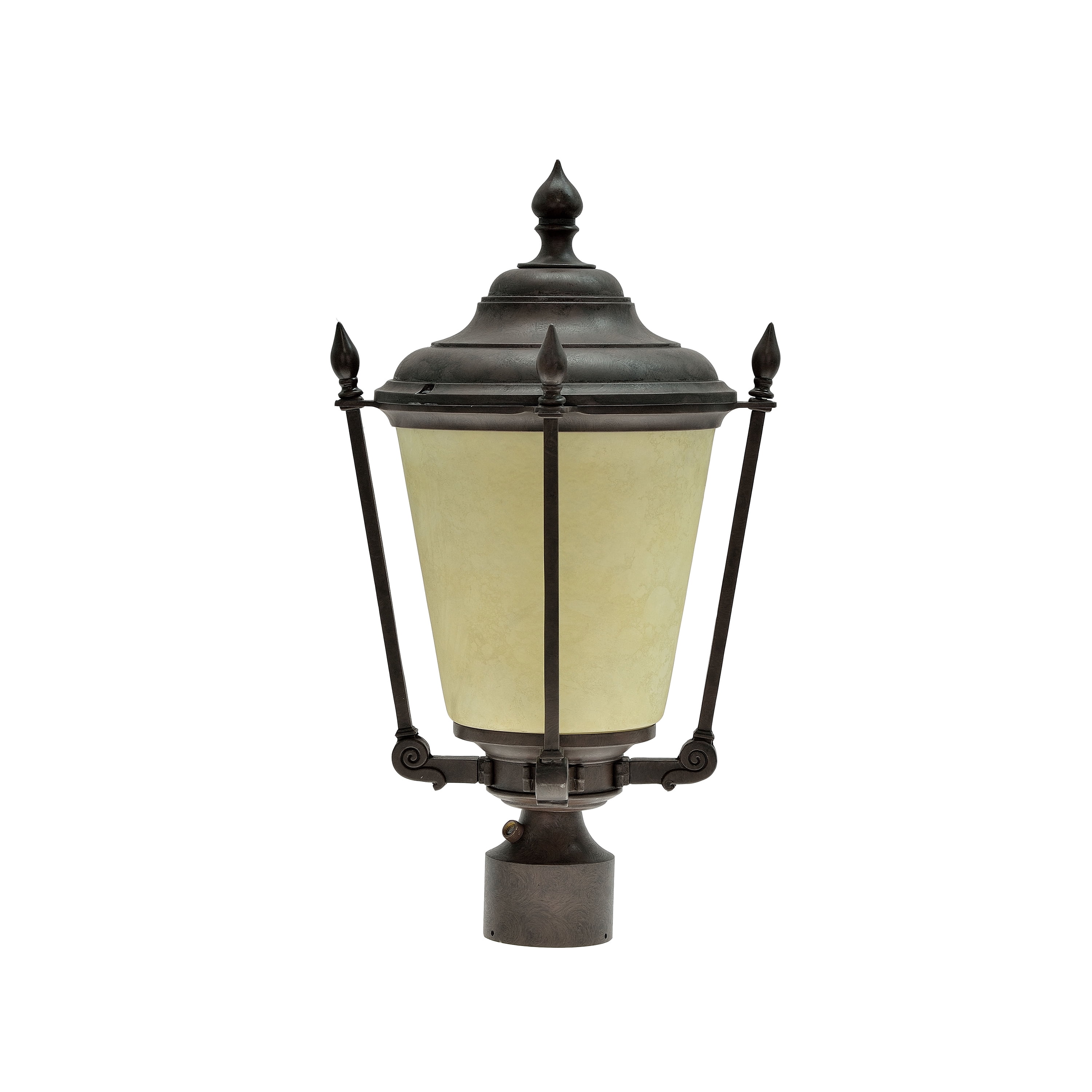 Aspen Creative 60012 One-Light Medium Outdoor Post Light Fixture with Dusk to Dawn Sensor, Transitional Design in Antique Bronze, 20 1/2" High