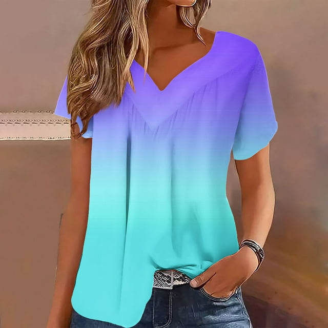 Soki Hauts pour Femmes en Liquidation Col en V Grande Taille Chandails à Enfiler Blouses