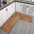 thumbnail image 3 of Kitchen Rugs and Mats Non Skid Washable Boho Vintage Red Geometric Design (6) Kitchen Mat and Rug Set,Floor Cushion Waterproof Rug,Rubber Backed Area Rugs for Kitchen Laundry, 3 of 7