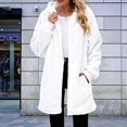 thumbnail image 6 of Women'S Long Sleeve Hooded Cardigan with Zipper Loose Plush Cardigan Jacket Women'S Plush Jacket White S, 6 of 7