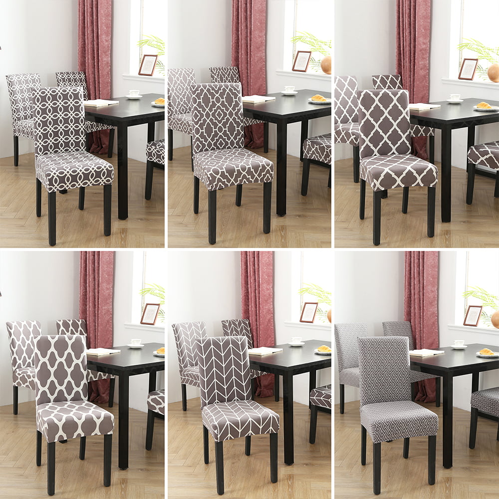 1-6PCS Stretch Dining Chair Covers Grey Wedding Slipcovers Waterproof Protectors 