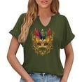 thumbnail image 6 of Craaazy Mardi Gras Shirts for Women Short Sleeve Casual Carnival Printed V-neck T-shirts Gifts, 6 of 6