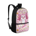 thumbnail image 2 of Binienty Cute Pink Axolotl Floral Backpack for Kids Elementary School Students 17 Inch Large Capacity Bookbag with Customizable Shoulder Straps Front Zipper Pocket Back to School Gifts, 2 of 6