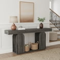 thumbnail image 2 of Extra Long 70.9-Inch Farmhouse Rustic Wood Console Table, 2-Tier Entryway Accent Table With U-Shaped Base For Hallway, Living Room, Foyer (Dark Gray), 2 of 8