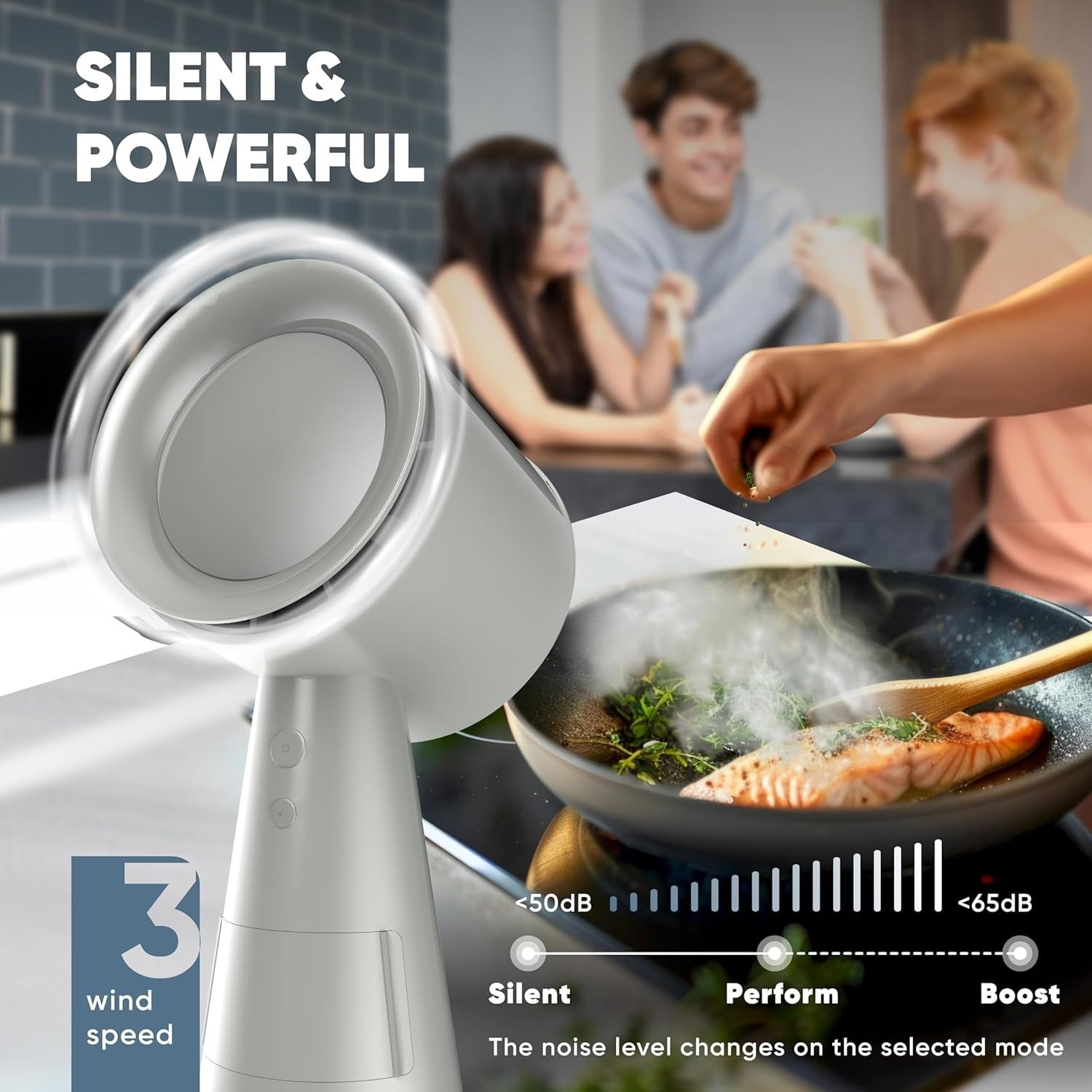 Portable Range Hood Kitchen - Powerful 3-Speed Suction Desktop Compact Range Hood - 2x Triple Filters - 2x Carbon Filters - Original Low Noise Kitchen Exhaust Fan with Large Oil Collection Cup