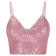thumbnail image 3 of Womens Sequin Crop Top Sleeveless V Neck Tank Top Sparkly Camisole Blouse Party Club Tops Wardrobe Women Half Top Base, 3 of 4