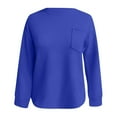 thumbnail image 4 of Fiaer,Womens Oversized Knitted Sweatshirts Fall Fashion 2025 Pullover Front Pockets Crew Neck Plus Size Tops Blue L, 4 of 5