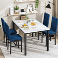 thumbnail image 3 of Furlinkhm Dining Table Set for 4, Modern 5 Piece Dining Table Set Faux Marble Kitchen Table & 4 Velvet Upholstered Chairs, Dining Room Set for Small Space, 3 of 9