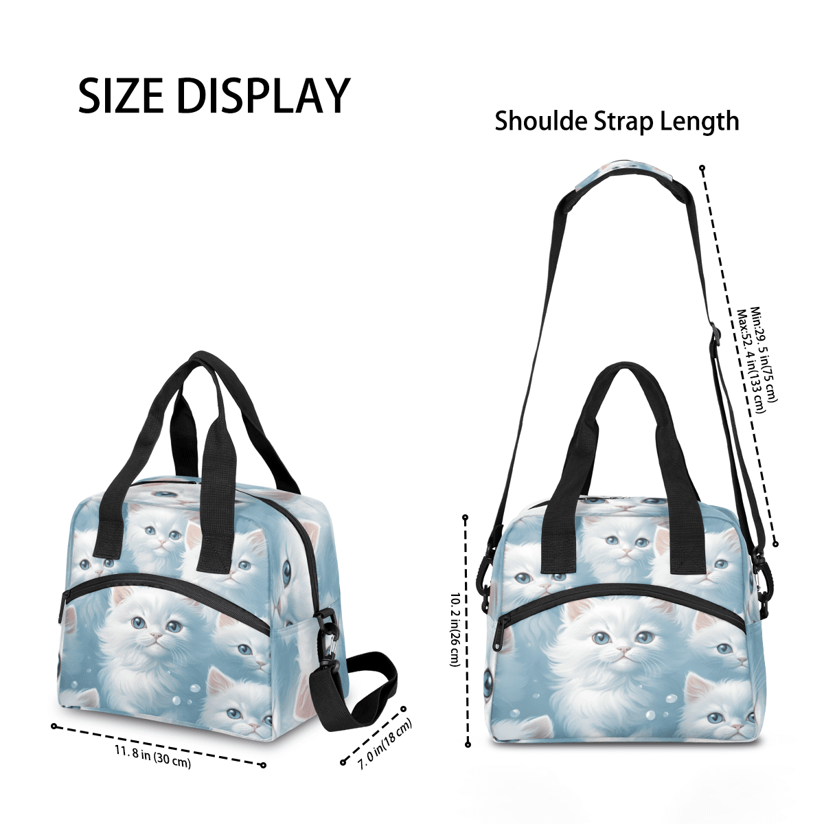 Herdesigns Cat Insulated Lunch Bag for Women Men Adults Large Reusable Lunch Box Cute Cat Leakproof Cooler Tote Bags with Adjustable Shoulder Strap