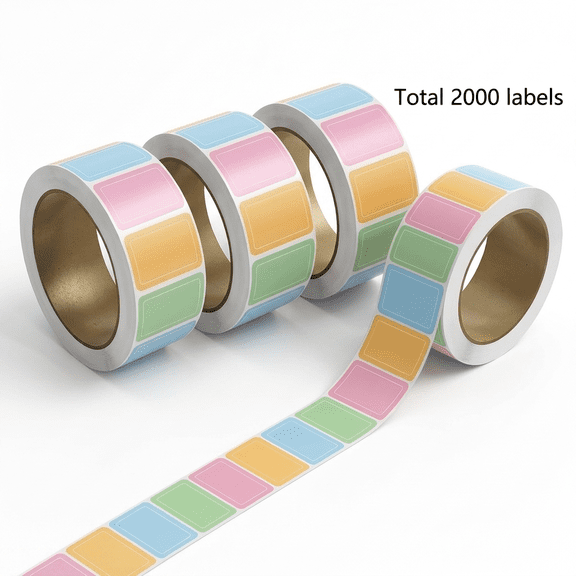 ROSEXIXI 2000pcs Name Tags Multi-Color Writable Sticker Labels Self-Adhesive Removable for School Office