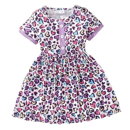 

Baby Delas!Toddler Girl s Summer Dresses Summer Girl Dinosaur Leopard Print Sunflower Skirt In Small Child Color Bump Button Short-sleeved Dress Summer Dresses for Toddler