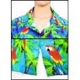 thumbnail image 5 of LA LEELA Button Down Shirt for Women Summer Beach Party Blouses Shirt Hawaiian TShirts Short Sleeve Vacation Dress Shirts Blouses for Women S Parrot Palm, Blue, 5 of 5