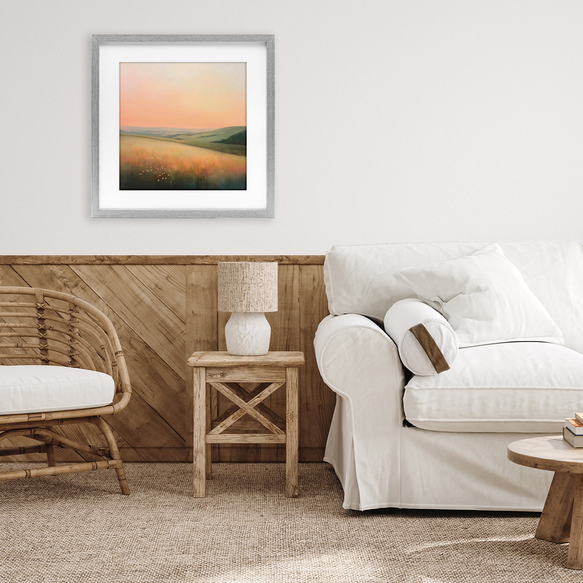 Stupell Industries Sun Coming Up Over Meadow Gray Framed Print Under Glass, design by Creative Studio