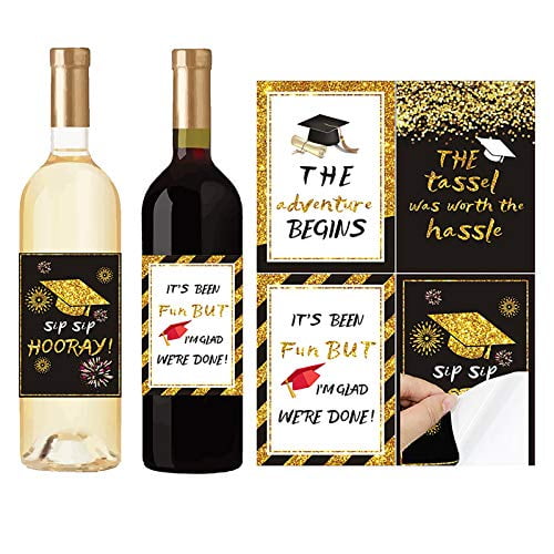 24 Pcs Graduation Gift Wine Labels Beer Bottle Stickers Party Decoration Ideas Stickers Supplies Best Present for Adult College University Master PhD ...