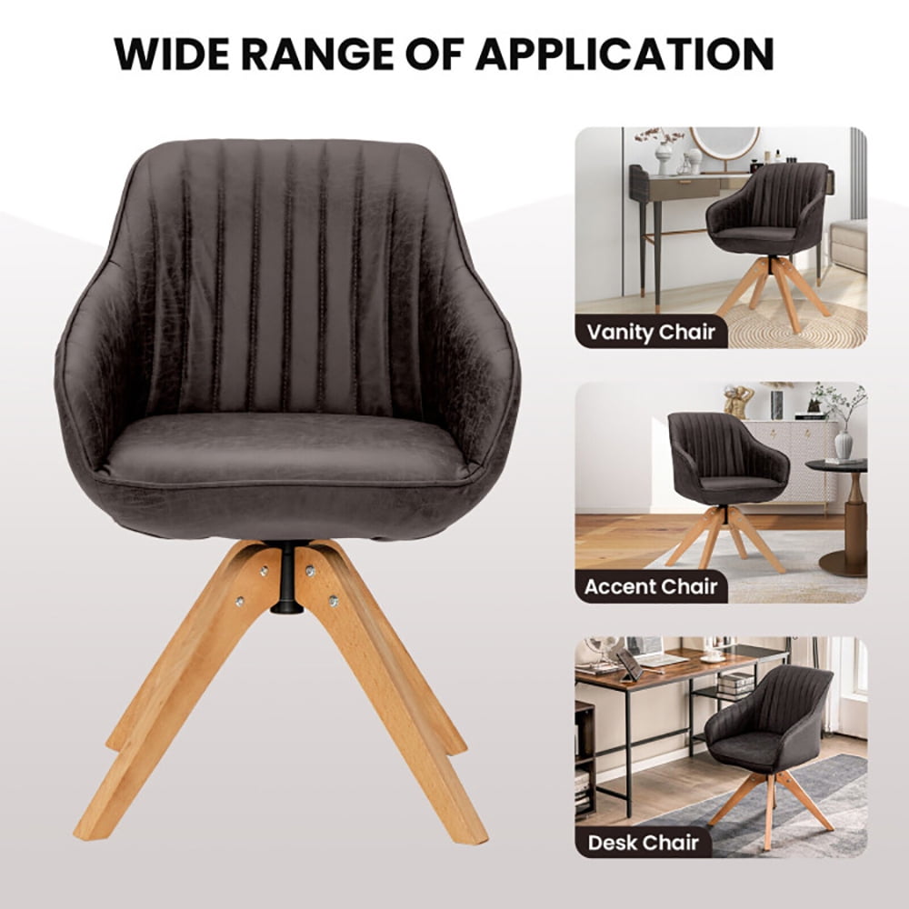 Finihen Accent Chair, Set of 2 Swivel Accent Chair, Modern Leathaire Set of 2 Swivel Accent Chair with Beech Wood Legs, for Living Room, Bedroom, Brown Finihen Accent Chair, Set of 2 Swivel Accent Chair, Modern Leathaire Set of 2 Swivel Accent Chair with Beech Wood Legs, for Living Room, Bedroom, Brown