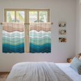 thumbnail image 4 of Teal Blue Ombre Stripe Kitchen Curtains, Abstract Summer Beach Coastal Light Filtering Window Curtain Panels, 2Pcs Rod Pocket Window Treatments Set for RV Dining Room Study Room 42x45 Inches, 4 of 9