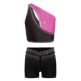thumbnail image 3 of Hansber Kids Girls Cheerleading Outfit Gymnastics Dance Performance Sleeveless Crop Top with Shorts Set Hot Pink Black 12, 3 of 6