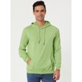thumbnail image 3 of Sudadera con capucha para hombre, manga larga, con cordón sólido y bolsillo Verde claro S, 3 of 6