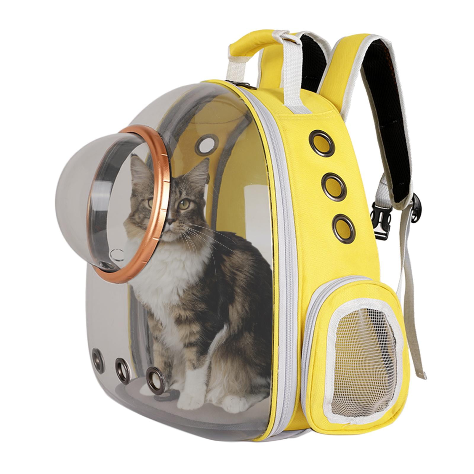 Bvdfgk Cat Dog Carrier Clear Capsule Backpack Travel Sightseeing Knapsack Yellow