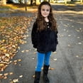 thumbnail image 5 of Lanbubble Girls Fuzzy Hoodie Fleece Sweaters Button Pullover Sherpa Jacket Tops for Kids 6-13Y, 5 of 8