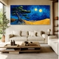 thumbnail image 6 of Oversized Canvas Wall Art Tree of Life with Sun and Moon, Green Abstract Nature Paintings, Modern Canvas Prints for Living Room Bedroom Home Decoration, 6 of 7