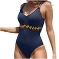 thumbnail image 2 of EWASWON Women's Braided Trim Monokini - 4-Way Stretch and Tie Back, Plus Size Swimwear for Beach and Vacation,Navy,Size 2XL, 2 of 6