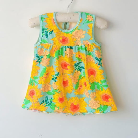 TMOYZQ Toddler Baby Girls Dresses Sleeveless Dresses Cotton Casual A Line Sundress Spring Summer Kids Dresses Outfits
