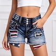 thumbnail image 5 of Y-Sunset Women's American Flag Ripped Denim Shorts, Mid Rise Distressed Jean Shorts with Pockets, Casual Summer Shorts for 4th of July(Blue/L), 5 of 7