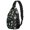 Alien Skull Black Pattern, variant on Astronaut and Heart Black Pattern Sling Backpack, Unisex Cycling Crossbody Bag with Side Mesh Pockets, Breathable Padded Back Gift Ideas for Travel Shopping Commuting