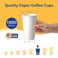 thumbnail image 6 of Fit Meal Prep 1000 Pack 16 oz Disposable Paper Coffee Cups, Premium White Hot Cups for Hot/Cold Beverage, Durable Thickened Paper Cup Bulk for Party, Office, Bussines, Home, Bistros, Events, 6 of 7