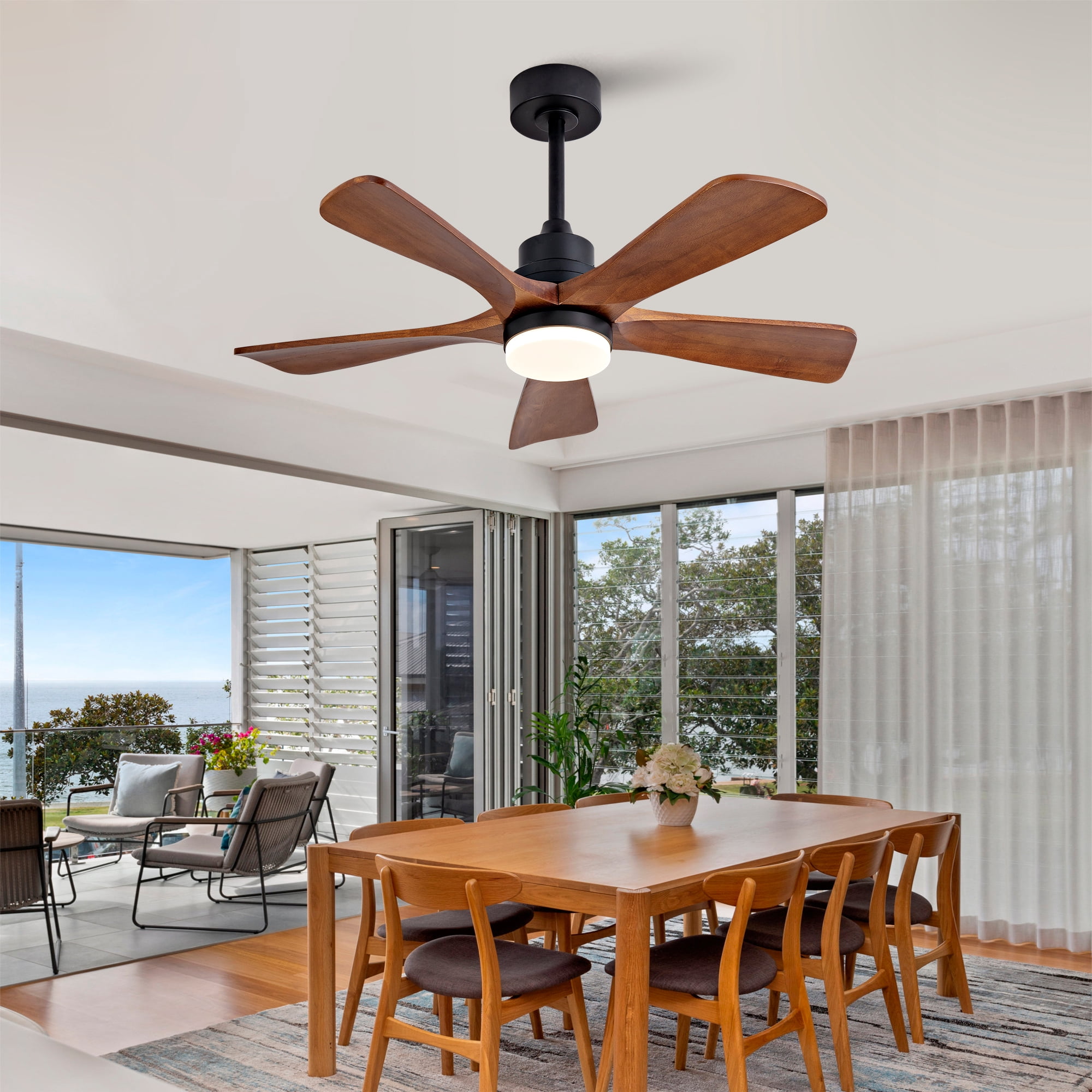 Ceiling Fan with Lights, 42 Inch Remote Control 5 Blades Outdoor Ceiling Fan for Patio Farmhouse Backyard, Antique Black