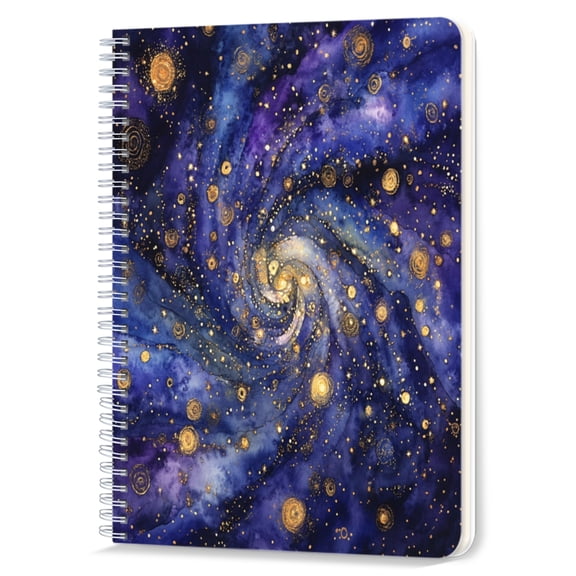 Spiral Notebook,Double-Wire Spiral College Lined Journal Notebook for Study and Notes,100 Pages,5.71x 8.26 in - Watercolor Painting of a Cosmic Galaxy