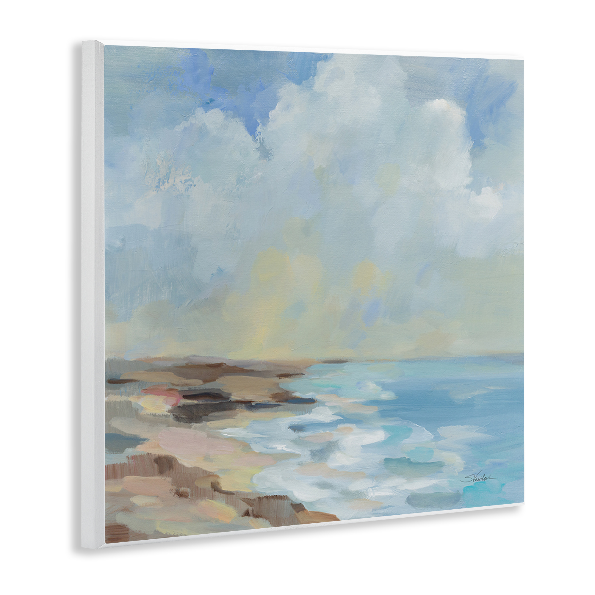 Stupell Industries By The Beach Shore Nautical & Beach Painting Unframed Art Print Wall Art, 12 x 12