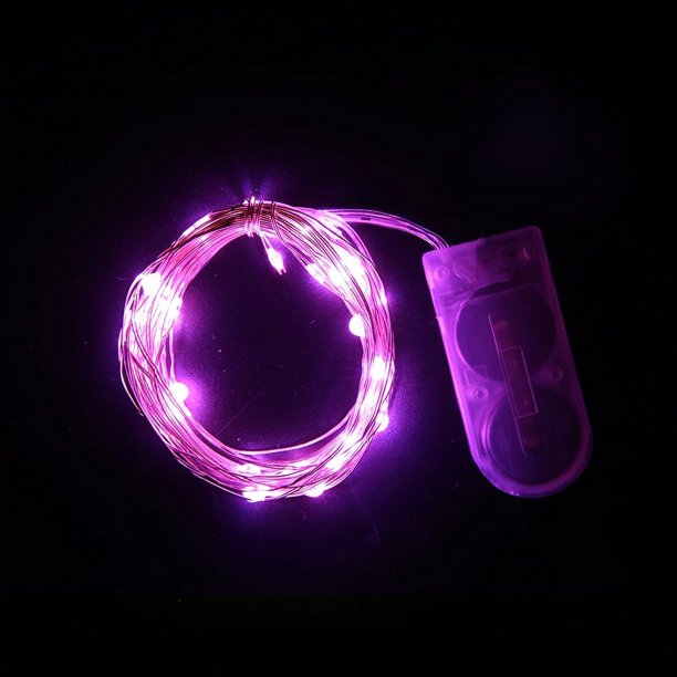 Cadena de luces LED con cable de cobre, lámpara con caja de pilas de botón CR2032, luces navideñas con cable de cobre, cadena de luces decorativas para jardín y exterior