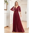 thumbnail image 2 of Wedding Dress Wedding Guest Dresses for Women Long Dress Skirt V-neck A-line Slim Fishtail Bridesmaid Evening Dress Bat Sleeve Party Dress, 2 of 9