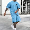 thumbnail image 2 of Afdoent Mens 2 Piece Sets Men's Casual Utility Suit Set With Multiple Pockets Short Sleeved T Shirt And Shorts Set Comfortable Stretch Fabric For Relaxed Beach Vacation Outfits, 2 of 4