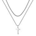 thumbnail image 1 of Metal Minimalism Hip Hop Cross T Ium Steel Necklace-9silver, 1 of 5