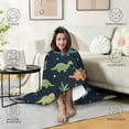 thumbnail image 4 of Wearable Blanket,DarkBlue Dinosaurs Leaves Pattern Hooded Wearable Flannel Blanket for Adults & Teens,Winter Poncho Shawl Wrap Cape Cozy Anti-Pill,60"x80", 4 of 5