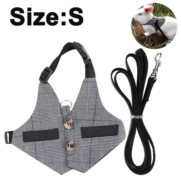 Rabbit Vest Harness and Leash Set Adjustable Formal Suit Style for Bunny Kitten Small Animal Walking