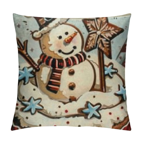 Winter Hot Cocoa Lumbar Decorative Throw Pillow Cover Rectangular Snowman Gingerbread Cookie Outdoor Home Decor, Red Berry Candy Cane Snowflake Christmas Holiday Farmhouse Cushion Case