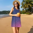 thumbnail image 3 of Fotbe Violet Glitter Vestido de Verano sin Mangas para Mujer – Vestido Midi Línea A, Estilo Camiseta Floral, Vestido Playero Casual y Fluido, 3 of 7