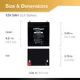 thumbnail image 2 of EXP1250-12V 5Ah Rechargeable SLA for Security System, UPS, Garage Door Opener Replacement, Fire Alarm Batteries, Sealed Lead Acid, 12V Backup, 2 of 4
