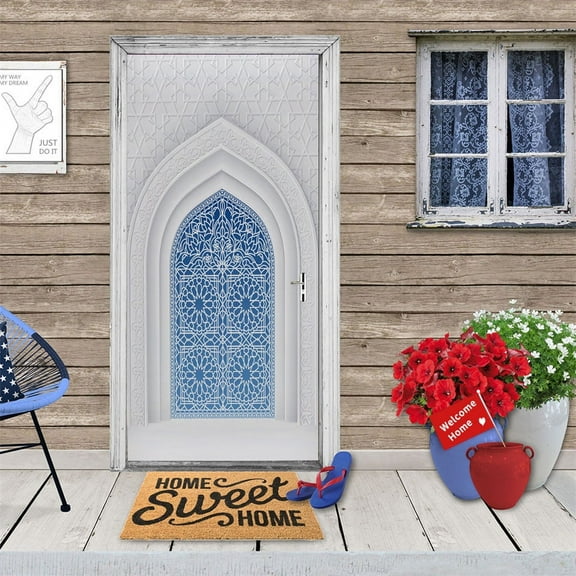 Muslim Retro Style Door Sticker D Wallpaper Self-Adhesive Living Room Bedroom ration Wall Decal Cust