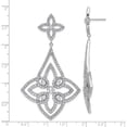 thumbnail image 2 of 925 Sterling Silver Rhodium Plated Fancy Floral Design Brilliant-cut CZ Post Long Drop Dangle Earrings 70x39.5mm Wide Da, 2 of 2