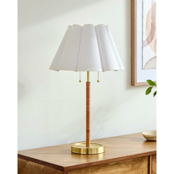 Livabliss Table Lamps, 24" Magda Traditional Bedside Nightstand Table Lamp for Bedroom Living Room Office, Camel, Metallic - Brass Body with White Cream Shade (24"H x 16"W x 16"D)