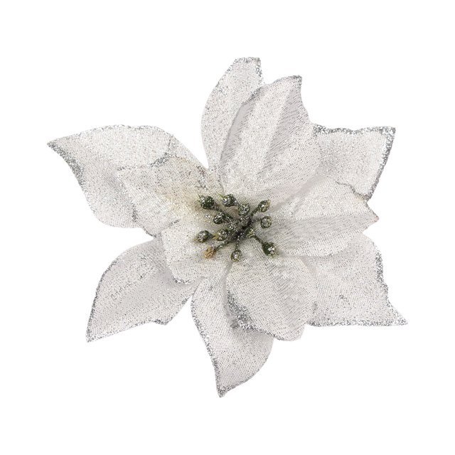 Inteprter 10 piezas de flores navideñas con purpurina, decoración de simulación artificial, fiesta, vacaciones, jardín, adorno de árbol de Type3 NO3