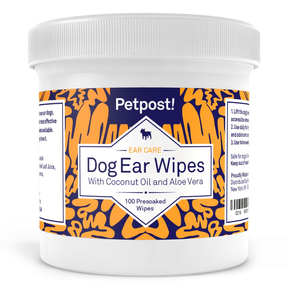 Petpost Dog Ear Cleaner Wipes 100 Ultra Soft Cotton Pads in Coconut